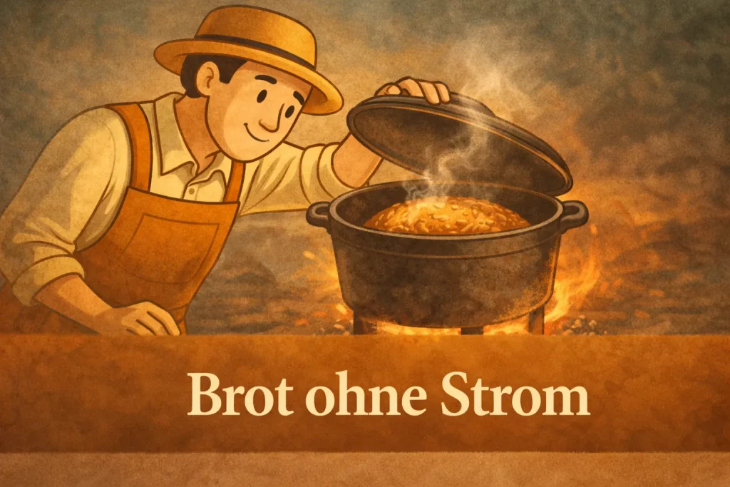 Brot ohne Strom backen im Dutch Oven über offenem Feuer