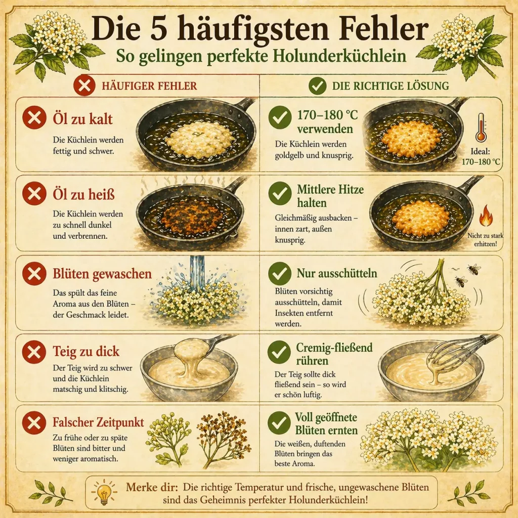 Die häufigsten Fehler beim Holunderküchlein machen und wie man sie vermeidet