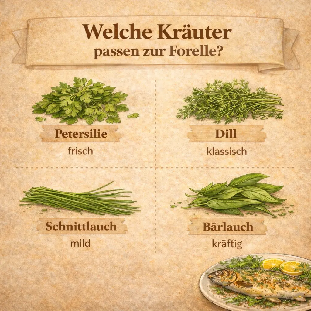 Welche Kräuter passen zur Forelle – Petersilie, Dill, Schnittlauch und Bärlauch