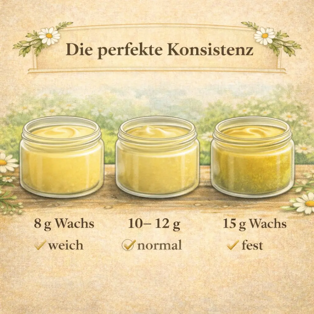 Konsistenz von Salbe je nach Menge Bienenwachs weich normal fest