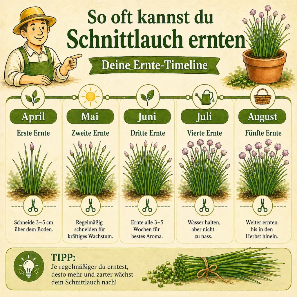 Schnittlauch ernten wann und wie oft von April bis August Übersicht