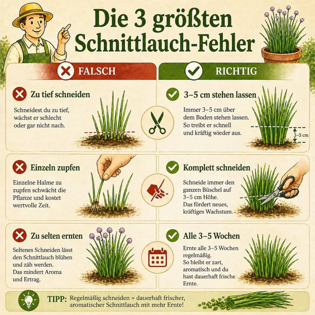 Die größten Schnittlauch Fehler richtig schneiden nicht zu tief und regelmäßig ernten