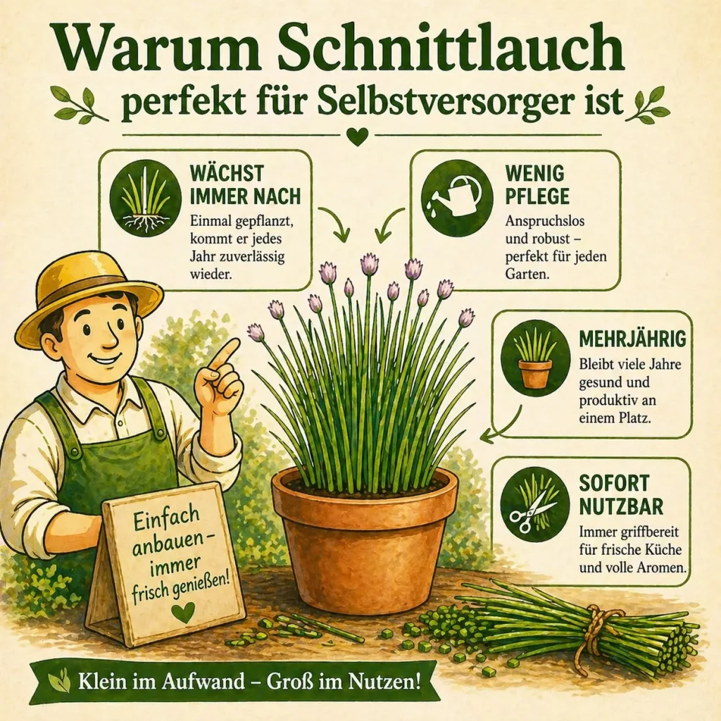 Warum Schnittlauch ideal für Selbstversorger ist mehrjährig pflegeleicht und immer verfügbar