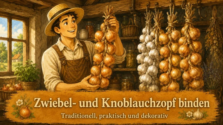 Zwiebel- und Knoblauchzopf binden – traditionell, praktisch und dekorativ